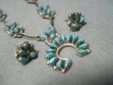 Exquisite Vintage Native American Zuni Snake Eyes Turquoise Sterling Silver Necklace-Nativo Arts