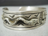 Rare Vintage Native American Navajo Whirling Logs Snake Sterling Silver Bracelet-Nativo Arts