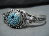 Tremendous Vintage Native American Navajo Spiderweb Turquoise Sterling Silver Bracelet Old Cuff-Nativo Arts