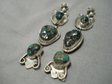 Museum Quality Vintage Native American Navajo Rare Turquoise Sterling Silver Earrings-Nativo Arts