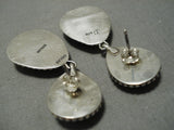 One Of The Best Native American Navajo #8 Turquoise Sterling Silver Earrings-Nativo Arts