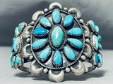 Outstanding Vintage Native American Navajo Turquoise Cluster Sterling Silver Bracelet-Nativo Arts