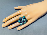 Mind Boggling Vintage Native American Navajo #8 Turquoise Sterling Silver Ring-Nativo Arts