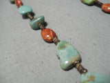 Native American Wonderful Santo Domingo Royston Turquoise & Coral Necklace-Nativo Arts