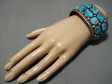 Marie Thompson Vintage Native American Navajo Sterling Silver Deepset Turquoise Bracelet-Nativo Arts