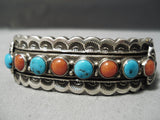 Thick Heavy Vintage Native American Navajo Angie Miller Turquoise Sterling Silver Bracelet-Nativo Arts