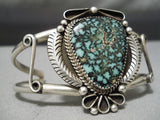 Important Vintage Native American Navajo Last Chance Turquoise Sterling Silver Bracelet Old-Nativo Arts