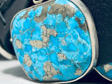 Huge Turquoise Chunk Native American Navajo Sterling Silver Concho Belt Rare!-Nativo Arts