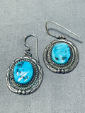Beautiful Vintage Native American Navajo Morenci Turquoise Sterling Silver Earrings-Nativo Arts