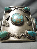 One Of The Biggest Vintage Native American Navajo #8 Turquoise Sterling Silver Bracelet Cuff Old-Nativo Arts