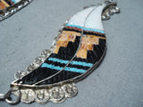 Striking Vintage Native American Zuni Turquoise Sterling Silver Necklace & Earring Set-Nativo Arts