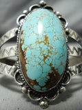 Early Domed #8 Turquoise Vintage Native American Navajo Sterling Silver Bracelet-Nativo Arts