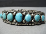 Excellent Vintage Navajo Turquoise Sterling Silver Bracelet Old Native American-Nativo Arts