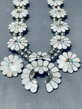 Very Intricate Vintage Native American Zuni Turquoise Sterling Silver Squash Blossom Necklace-Nativo Arts