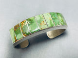Spectacular Vintage Signed Native American Zuni Damale Inlay Sterling Silver Bracelet-Nativo Arts