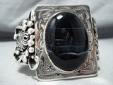 Massive Signed Native American Navajo Native Black Agate Sterling Silver 12k Gold Bracelet-Nativo Arts
