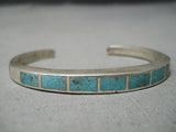 Incredible Vintage Navajo/ Zuni Turquoise Inlay Sterling Silver Bracelet Old-Nativo Arts