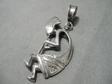 Incredible Vintage Navajo Sterling Silver Kokopelli Pendant Old Native American-Nativo Arts