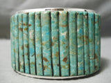 One Of The Best Native American Navajo Royston Turquoise Corwn Row Sterling Silver Bracelet-Nativo Arts