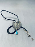 One Of The Finest Vintage Native American Navajo Turquoise Sterling Silver Bolo Tie-Nativo Arts
