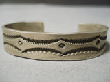 Hand Tooled Vintage Native American Navajo Thicker Sterling Silver Bracelet Cuff-Nativo Arts