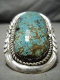 The Biggest Best Vintage Native American Zuni Robert Leekya #8 Turquoise Sterling Silver Ring-Nativo Arts