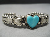 Important Vintage Native American Navajo Heart Turquoise Sterling Silver Dave Reeves Bracelet-Nativo Arts