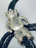 Towering Mudhead Benally Vintage Native American Navajo Sterling Silver Bolo Tie-Nativo Arts