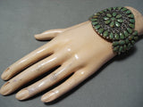 Very Rare Vintage Native American Navajo Green Turquoise Sterling Silver Bracelet Old-Nativo Arts
