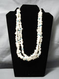Amazing Vintage Native American Navajo Pearl Blue Turquoise Sterling Silver Necklace Old-Nativo Arts