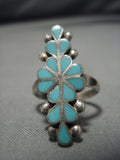 Wonderful Vintage Zuni Native American Blue Gem Turquoise Sterling Silver Ring-Nativo Arts