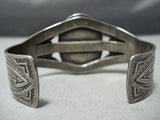 Early Vintage Native American Navajo Green Spiderweb Turquoise Sterling Silver Bracelet Old-Nativo Arts