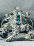 Important Colossal Toad Native American Navajo Turquoise Sterling Silvewr Bracelet-Nativo Arts