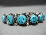 Amazing Vintage Native American Navajo Blue Turquoise Sterling Silver Ropes Bracelet Old-Nativo Arts