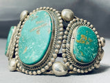 Heavy Gauge Thick Vintage Native American Navajo Green Turquoise Sterling Silver Bracelet-Nativo Arts