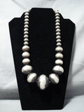 One Of Biggest Ever Native American Navajo Sterling Silver Bead Necklace- Gigantic!!-Nativo Arts