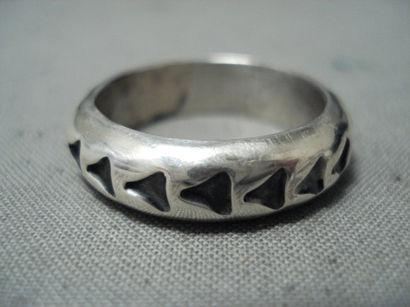 Impressive Navajo Sterling Silver Handstampings Ring Native American-Nativo Arts