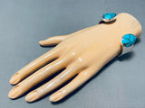 Very Unique End Turquoise Native American Navajo Sterling Silver Bracelet Cuff-Nativo Arts