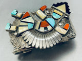 Important Alonzo Hustitto Vintage Native American Zuni Inlay Sterling Silver Bracelet-Nativo Arts