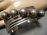 Early 1900's Vintage Native American Navajo Sterling Silver Bead Bracelet Old-Nativo Arts
