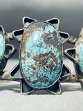 Important Vintage Native American Navajo Rare Turquoise Mine Sterling Silver Bracelet-Nativo Arts