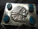 Native American Heavy Chief Turquoise Sterling Silver Concho Belt- 293 Grams!!-Nativo Arts