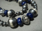 71 Inches Long Hundreds Of Handmade Native American Jewelry Silver Beads Lapis Wrap Around Necklace-Nativo Arts