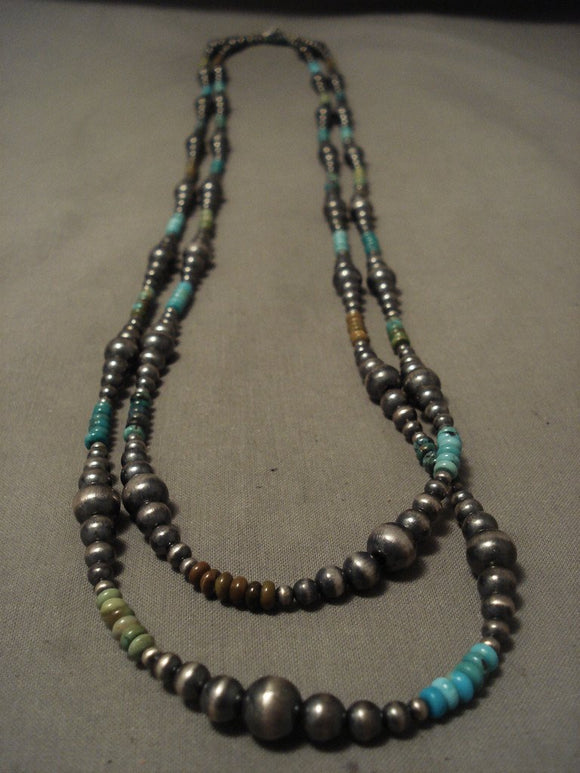 71 Inches Long Hundreds Of Handmade Native American Jewelry Silver Beads Turquoise Necklace-Nativo Arts