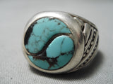 Fascinating Vintage Navajo Turquoise Sterling Silver Ring Native American Old-Nativo Arts