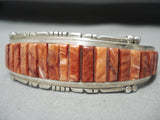 Important Vintage Native American Navajo Spiny Oyster Sterling Silver Inlay Bracelet-Nativo Arts
