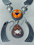 One Of The Most Artisitc Native American Navajo Turquoise Sterling Silver Petroglyph Necklace-Nativo Arts