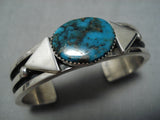Astonishing Oval Turquoise Vintage Native American Navajo Native Sterling Silver Bracelet-Nativo Arts