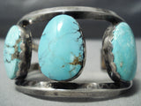 Monster Vintage Native American Navajo Blue Diamond Turquoise Sterling Silver Bracelet Old-Nativo Arts