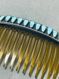 Wonderful Vintage Native American Navajo Kingman Turquoise Sterling Silver Hair Comb-Nativo Arts